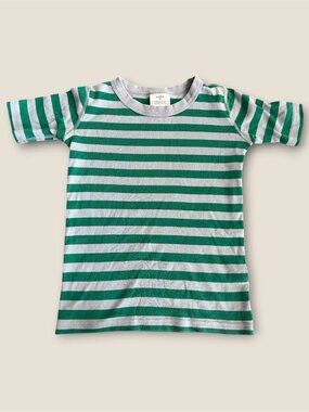 Hanna Handerson Pajamas Top Stripes Green Gray Cozy Organic Cotton Size 8